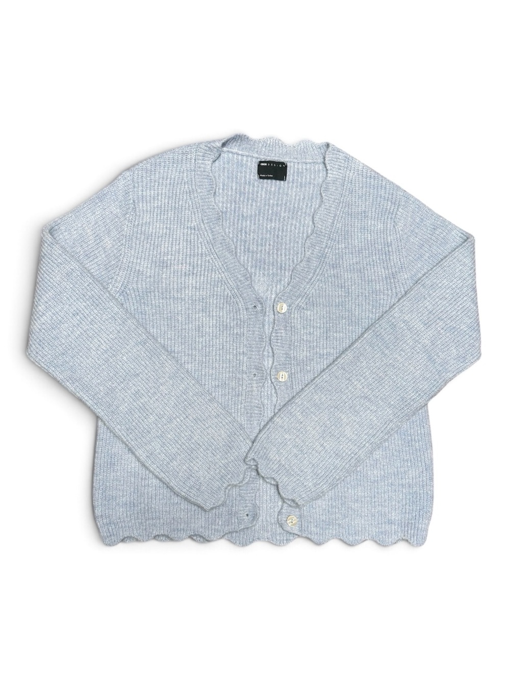 ASOS Light Blue Scalloped V-Neck Cardigan